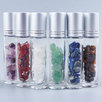 Crystal Jade Ball Roller Bottle Essential Oil Crushed Stone Natural Amethyst Healing Sphere Massage Around the Eyes Face Care