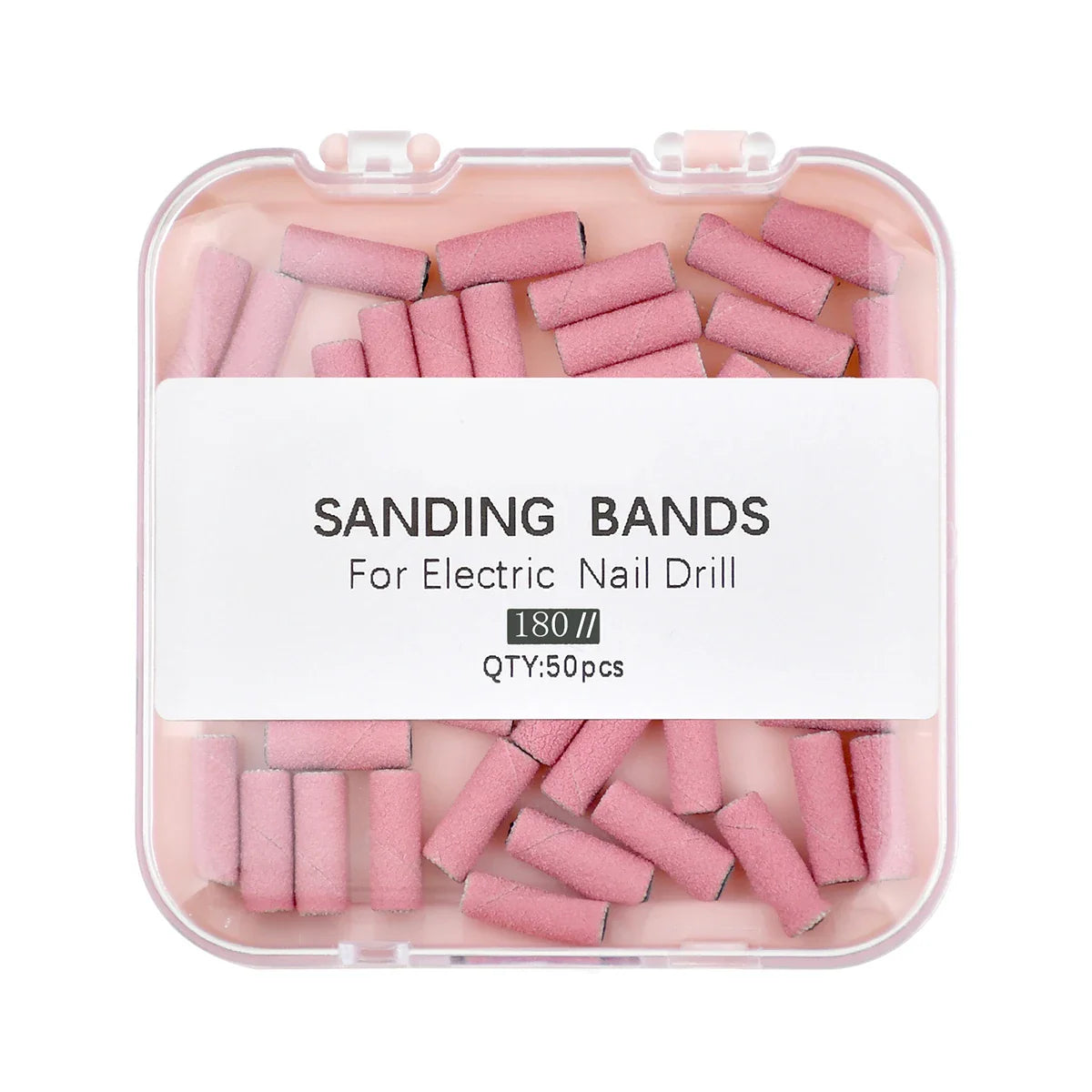 Pink 3MM Sanding Bands 50 Pcs With Mandrel Bit Se 180 Fine Grit Small Nail Files Sanding Band for Acrylic Nails Gel Manicure
