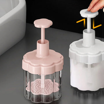 Pink Auto Rebound Foaming Bottle Face Wash Bubble Maker Portable Cleansing Gel Tool Skincare Supply Facial Brush