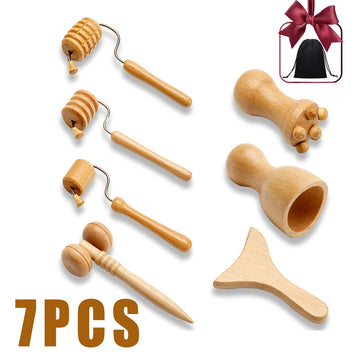 Face Massage Roller Wooden Facial Maderotherapy Lifting Wood Therapy Massage Kit Anti-Cellulite Facial Lifting Wrinkle Remover