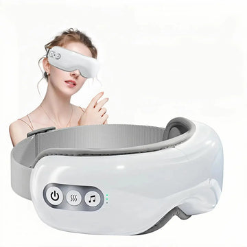 Eye Massager with Heat Folding Airbag Eye Mask Ergonomic Fit Wireless Heated Eye Massager 5 Modes Portable Massaging Eye Mask