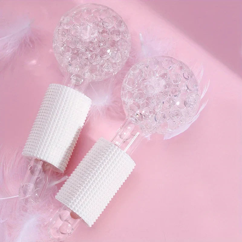 Ladies facial treatment with puck, ball ball, face massager, face neck and eyes, firming skin, reducing puffiness and wrinkles