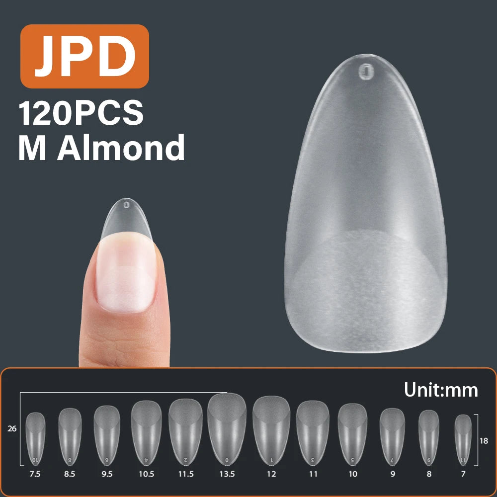120Pcs Almond False Nail Tips Extension System Soft Gel Stiletto Square Oval French Fake Nail Extension Tips Press On Nail Tips