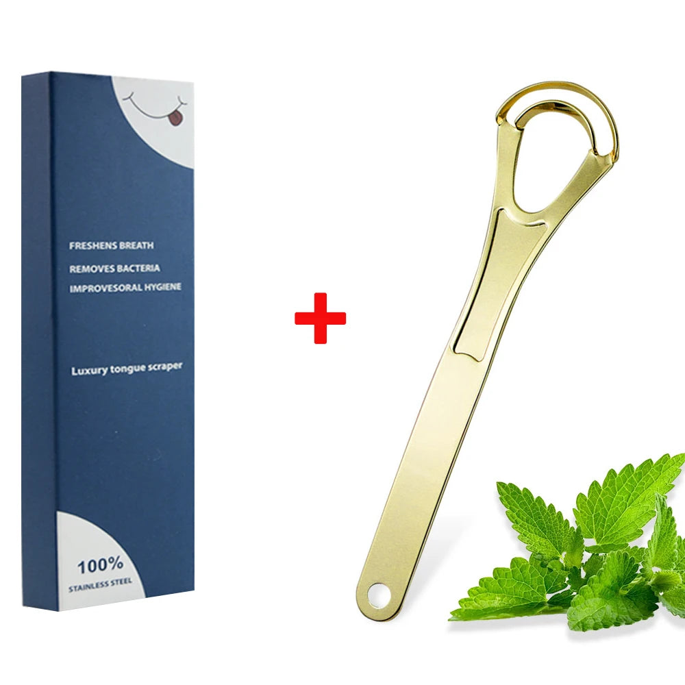 Stainless steel tongue scraper - a professional tongue cleaning tool, tongue coating and tongue scraping tool set easy to clean