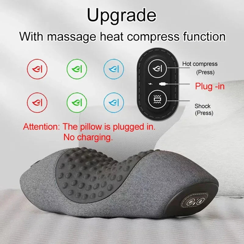 Electric Massager Cervical Pillow Hot Compress Vibration Massage Neck Traction Relax Sleeping Memory Foam Pillow Spine Support