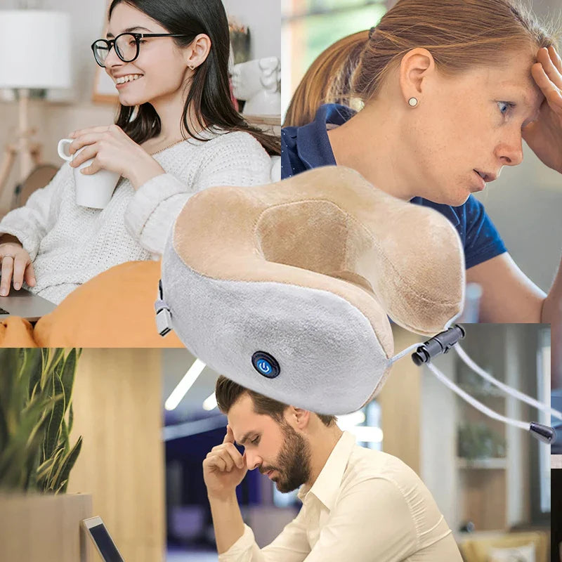 Portable U-shaped Neck Massager Electric Neck and Shoulder Vibration Massage Single Button Operation Suitable for Travel Work