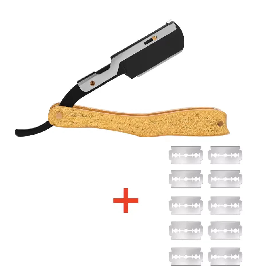 Men's Beard Straight Razor, Foldable Hair Blade for Precise Shaving & Facial Contouring, Barber Grooming Tool for Styling