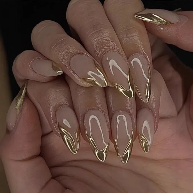 24Pcs Y2k Almond Acrylic Nails Full Cover 3D Diamond Black Nail Art Sweet Cool French Wearable Fake Nail Manicure Tips for Girls