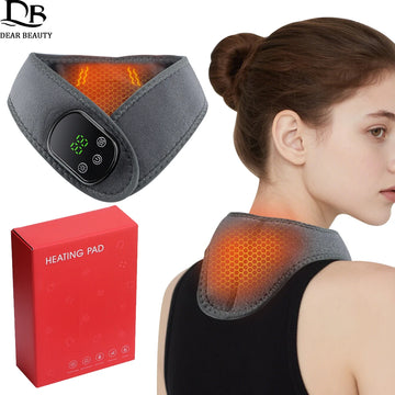 Electric Neck Heating Pad 3 Levels Vibration Neck Massager 5 Levels Cordless Heated Neck Warmer Wrap For Soreness Stiffness