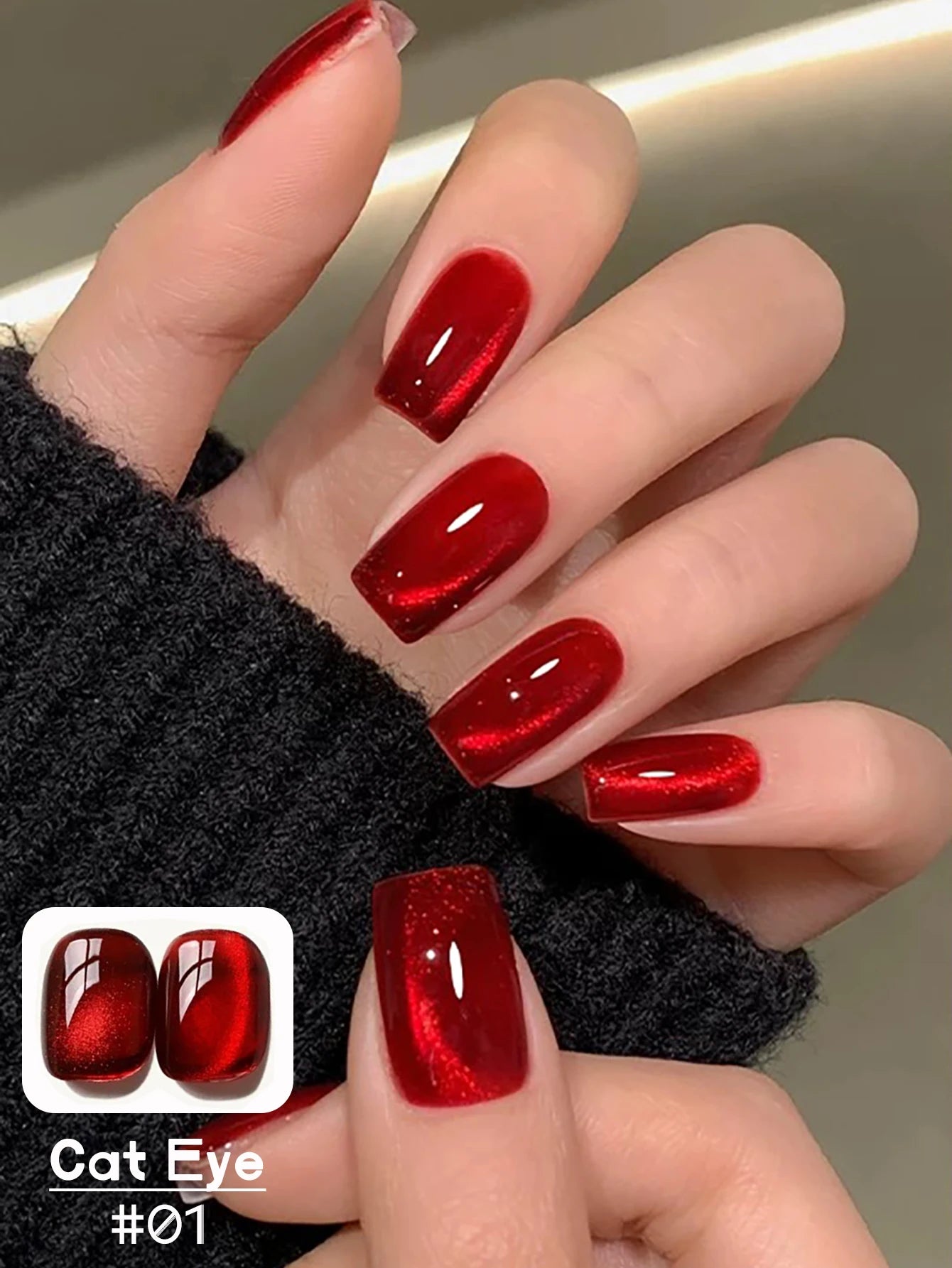 1-6pcs WS New Year Nails Autumn Winter Red Nails Golden Cat Eye Gel Nail Polish 2025 Y2K Nails Flash Whitening Popular Nail Art