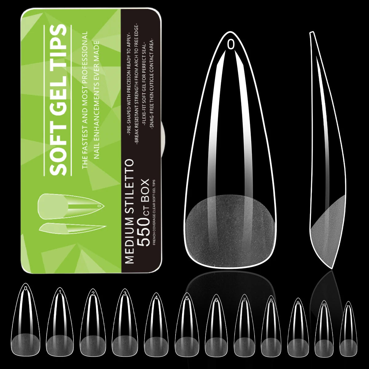 550Pcs Transparent Acrylic Fake Nails Full Half Cover Nail Tips Handmade Press On Nails 9 Styles Soft Gel Tips For Nail DIY