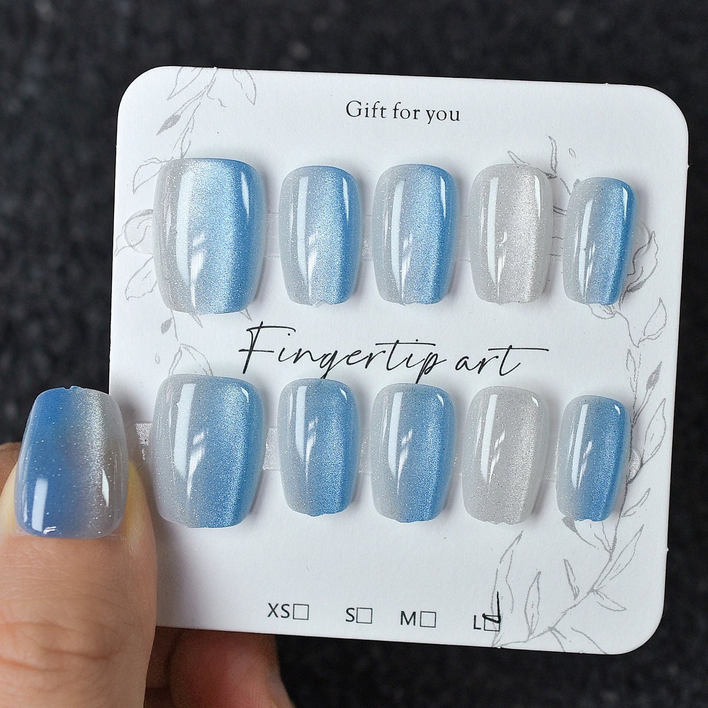 Press on nails 10 pieces charming cat eyes style square 3 sizes to choose from for women and girls