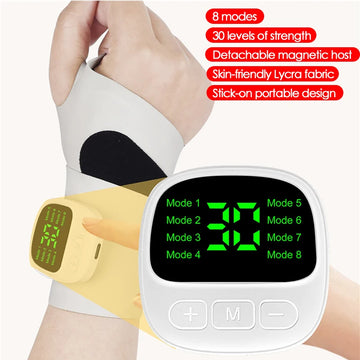 8 Modes 30Levels Electric Wrist Massager Rechargeable Vibration Relieves Tenosynovitis Massager for Carpal Tunnel Fatigue Relief