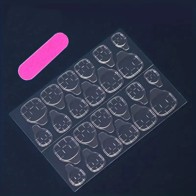 24pcs medium length almond shaped minimalist black sweet and cool girl nail clips&1 rubbing strip&1 jelly gel