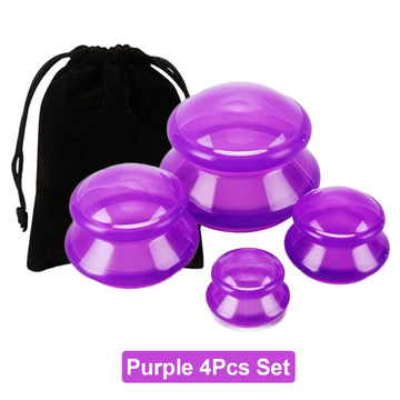 4Pcs Silicone Cupping Set Suction cups Vacuum Suction Jars Therapy Slimming Body Face Massage Cupping Anti Cellulite Weight Loss