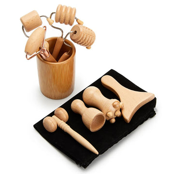 Face Massage Roller Wooden Facial Maderotherapy Lifting Wood Therapy Massage Kit Anti-Cellulite Facial Lifting Wrinkle Remover