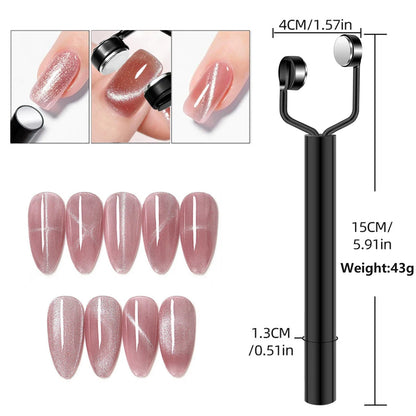 3 in 1 Nail Magnet Tool 3D Love Heart Cat Eye Nail Magnet Double Line Moon Snake Pattern French Nail UV Magnetic Stick Manicure