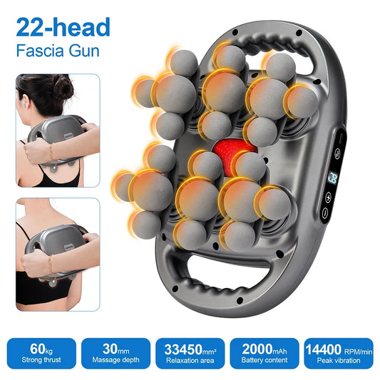 22 head Fascia Gun Muscle Massager Gun High Frequency Back Waist Massage Machine Body Shoulder Professional Fascia Massage Gun
