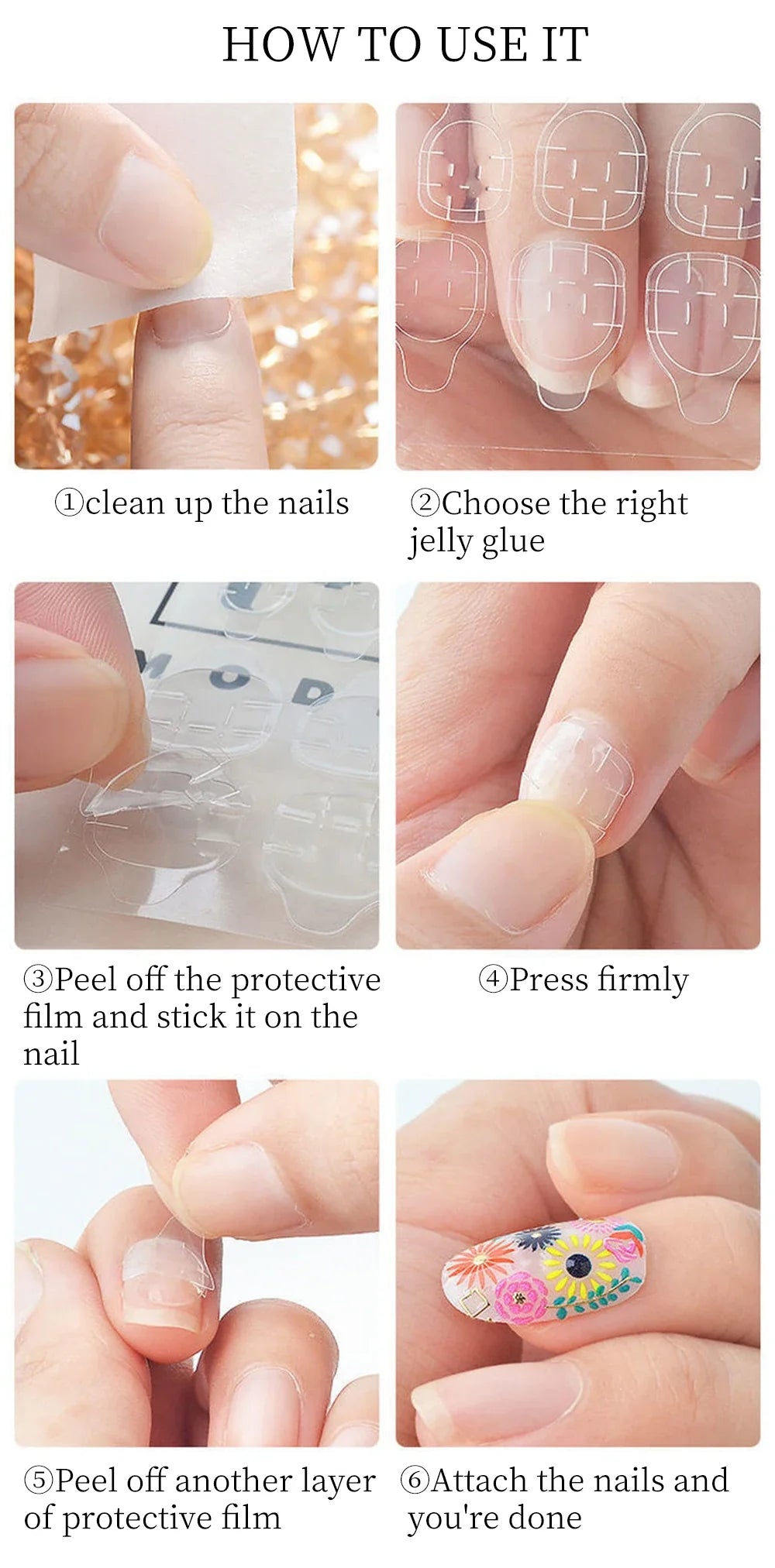 CNHIDS Wearable False Nail Jelly Glue Double Sided Fake Nail Art Adhesive Tape Glue Sticker Nail Glue DIY Manicure Tools