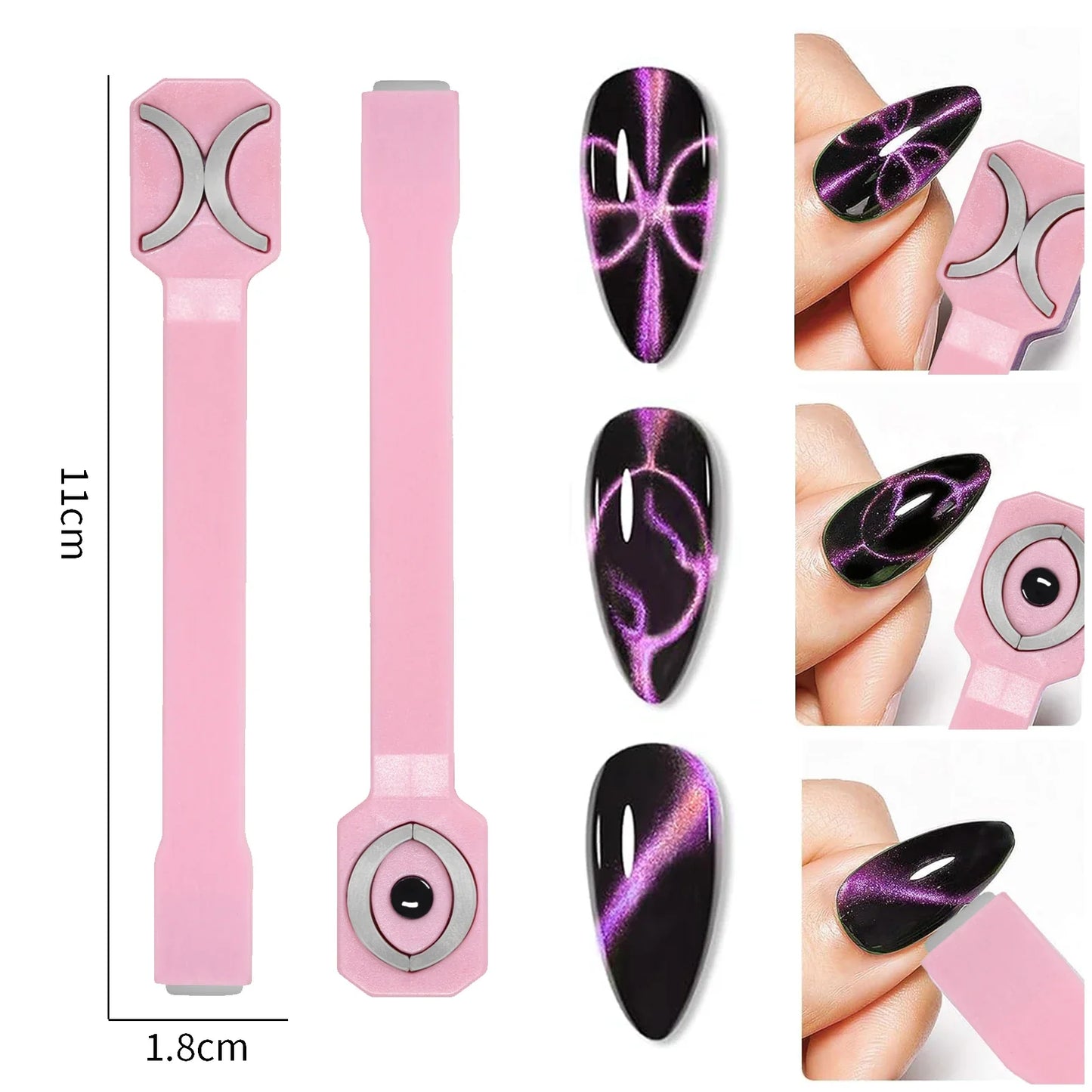 3 in 1 Nail Magnet Tool 3D Love Heart Cat Eye Nail Magnet Double Line Moon Snake Pattern French Nail UV Magnetic Stick Manicure