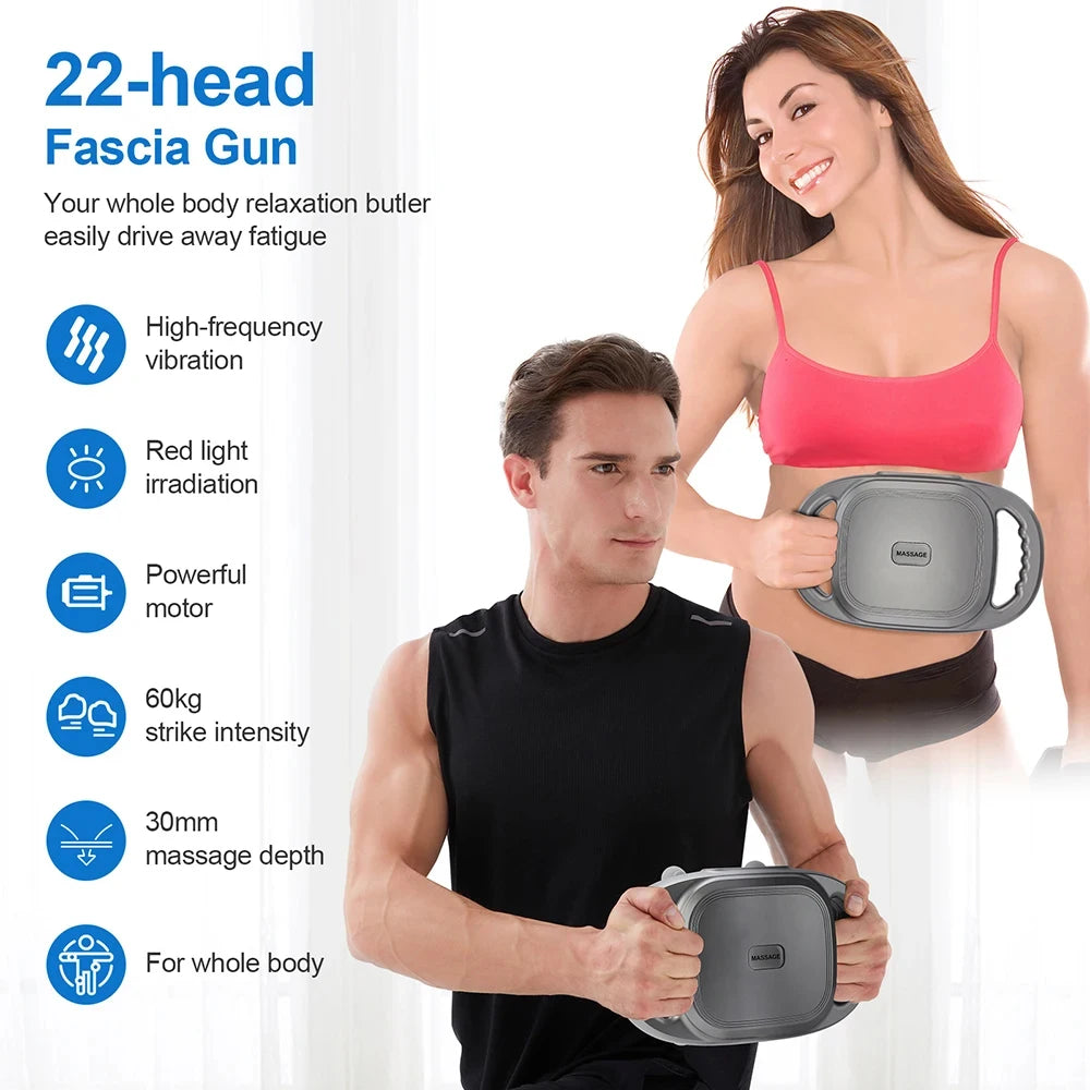 22 head Fascia Gun Muscle Massager Gun High Frequency Back Waist Massage Machine Body Shoulder Professional Fascia Massage Gun