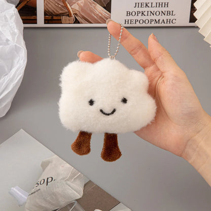 Cute Plush Smile Cloud Keychain Cotton Stuffed Doll Toy Keyring Backpack Bag Pendant Car Key Chains For Women Girls Gift