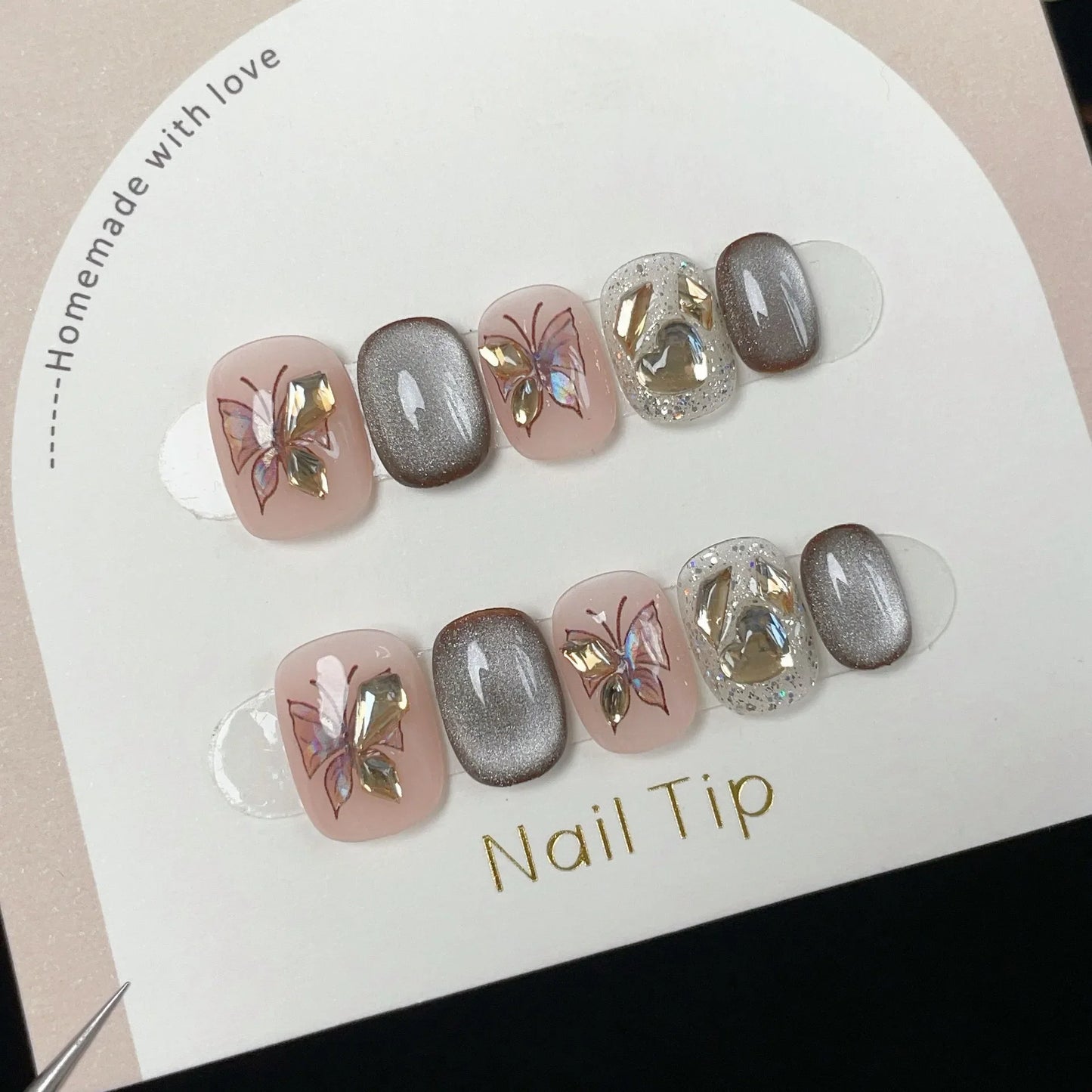 10pcs Festive Red Oval Short Press-On Nails with Cute Tomato Design Glossy Finish Holiday Nail Art Set for Women and Girls Wear