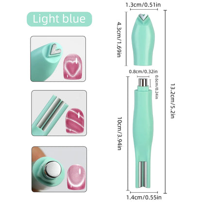 3 in 1 Nail Magnet Tool 3D Love Heart Cat Eye Nail Magnet Double Line Moon Snake Pattern French Nail UV Magnetic Stick Manicure
