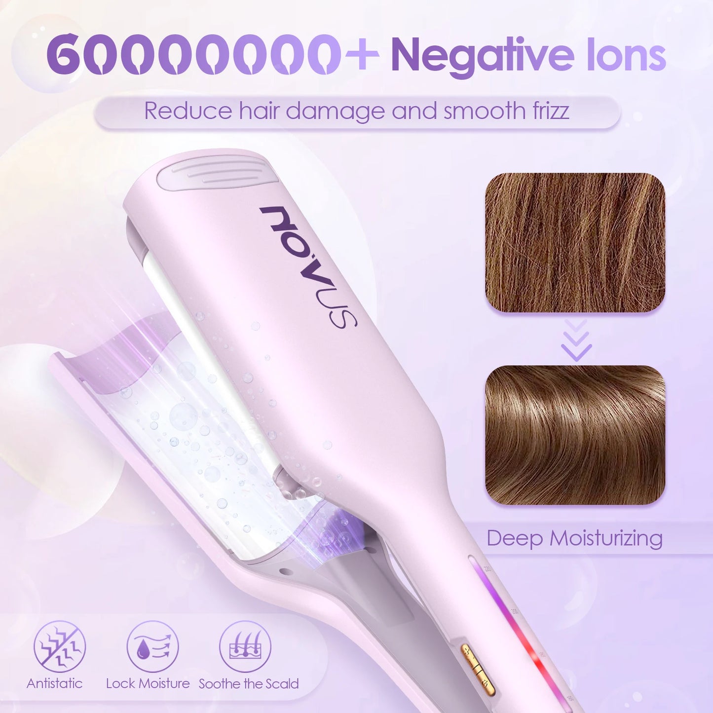 Curling Iron Hair Crimper Waver - 1.25 Inch Anti-Scald Waves Curling Wand, Ionic Deep Waver Hair Curler Tool