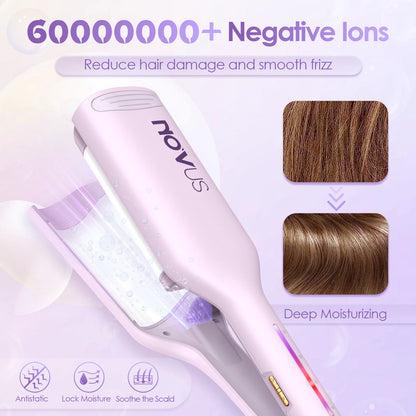 Curling Iron Hair Crimper Waver - 1.25 Inch Anti-Scald Waves Curling Wand, Ionic Deep Waver Hair Curler Tool