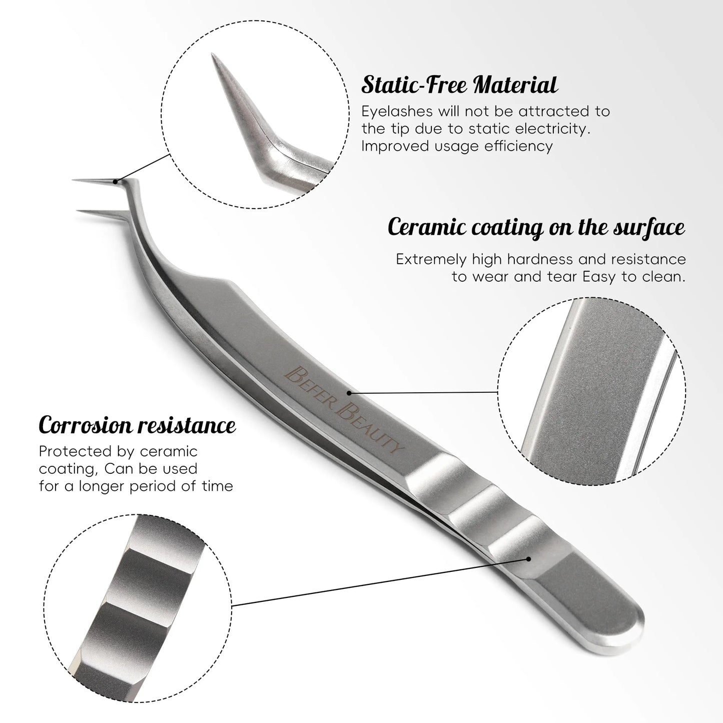 Anti-Static Tweezers Eyelash Extension Professional High Precision Volume Tweezer Stainless Steel Tweezers Antislip Makeup Tool