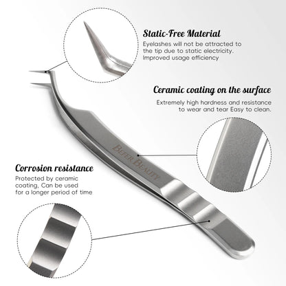 Anti-Static Tweezers Eyelash Extension Professional High Precision Volume Tweezer Stainless Steel Tweezers Antislip Makeup Tool