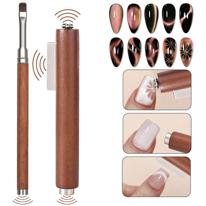 3 in 1 Nail Magnet Tool 3D Love Heart Cat Eye Nail Magnet Double Line Moon Snake Pattern French Nail UV Magnetic Stick Manicure