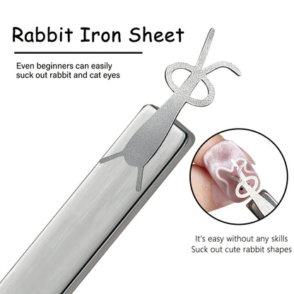 Nail Art Magnet Set Folded Ear Rabbit Cat Bear Cat Eye Magnet Stick Strong Heart-Shaped Magnet For DIY Gel Polish Magnetic Tools