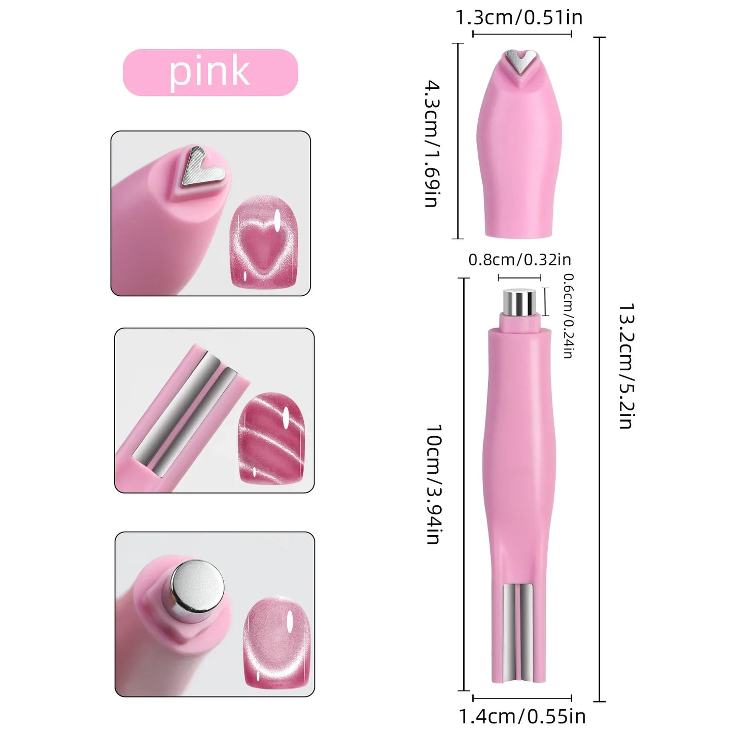 3 in 1 Nail Magnet Tool 3D Love Heart Cat Eye Nail Magnet Double Line Moon Snake Pattern French Nail UV Magnetic Stick Manicure