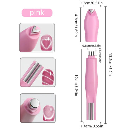 3 in 1 Nail Magnet Tool 3D Love Heart Cat Eye Nail Magnet Double Line Moon Snake Pattern French Nail UV Magnetic Stick Manicure