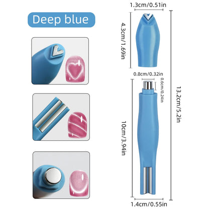3 in 1 Nail Magnet Tool 3D Love Heart Cat Eye Nail Magnet Double Line Moon Snake Pattern French Nail UV Magnetic Stick Manicure