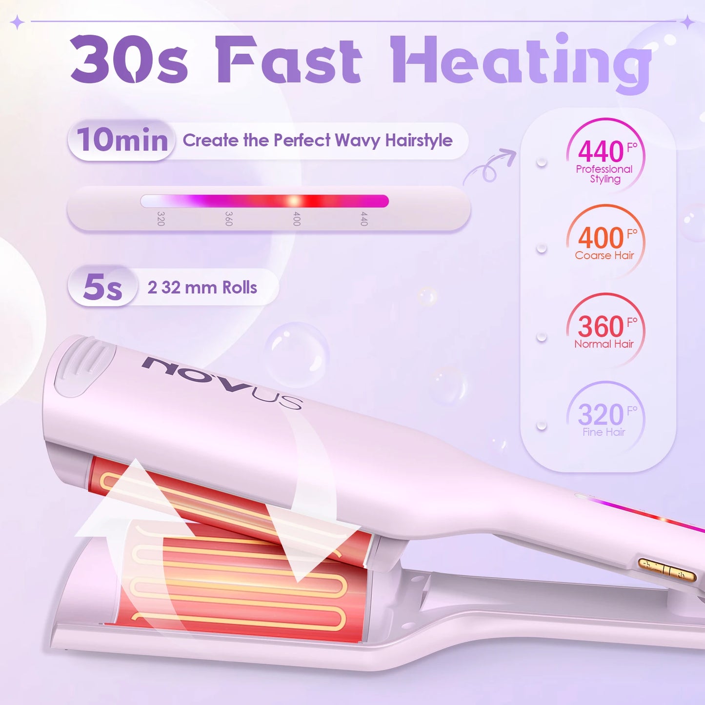 Curling Iron Hair Crimper Waver - 1.25 Inch Anti-Scald Waves Curling Wand, Ionic Deep Waver Hair Curler Tool