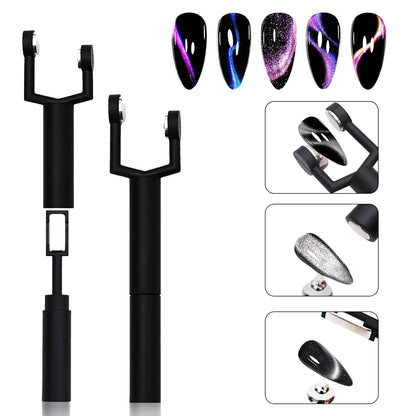 3 in 1 Nail Magnet Tool 3D Love Heart Cat Eye Nail Magnet Double Line Moon Snake Pattern French Nail UV Magnetic Stick Manicure