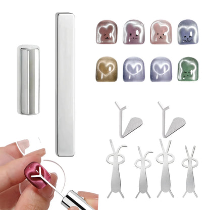 Nail Art Magnet Set Folded Ear Rabbit Cat Bear Cat Eye Magnet Stick Strong Heart-Shaped Magnet For DIY Gel Polish Magnetic Tools