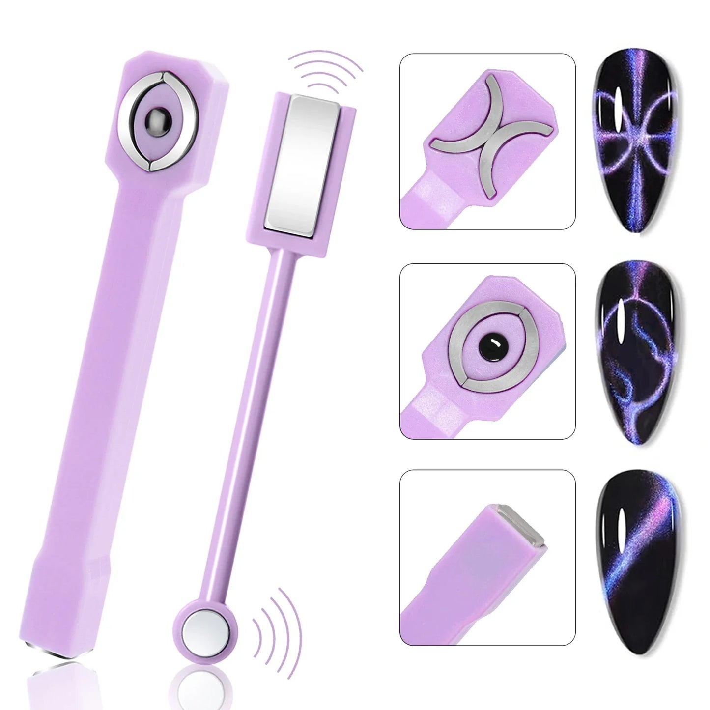 3 in 1 Nail Magnet Tool 3D Love Heart Cat Eye Nail Magnet Double Line Moon Snake Pattern French Nail UV Magnetic Stick Manicure