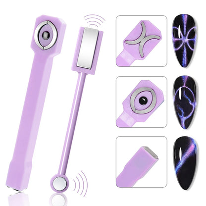 3 in 1 Nail Magnet Tool 3D Love Heart Cat Eye Nail Magnet Double Line Moon Snake Pattern French Nail UV Magnetic Stick Manicure