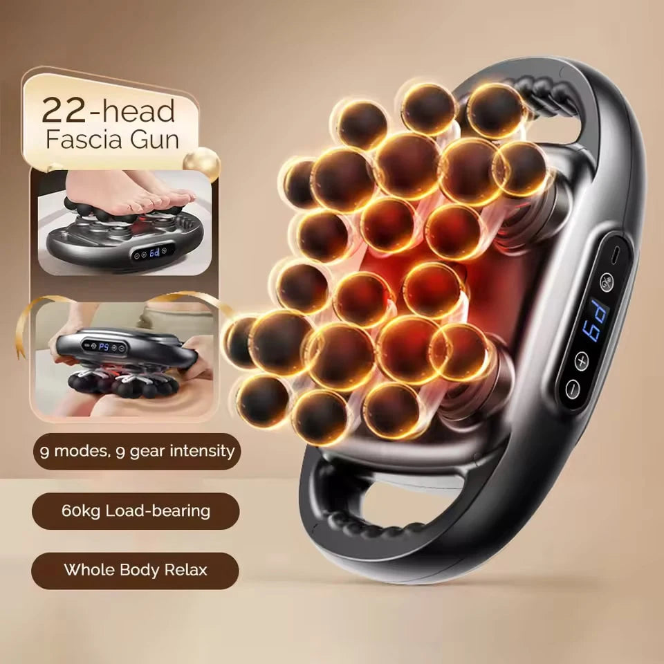 22 head Fascia Gun Muscle Massager Gun High Frequency Back Waist Massage Machine Body Shoulder Professional Fascia Massage Gun