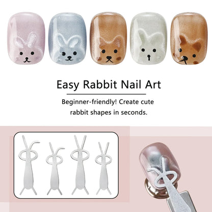 Nail Art Magnet Set Folded Ear Rabbit Cat Bear Cat Eye Magnet Stick Strong Heart-Shaped Magnet For DIY Gel Polish Magnetic Tools