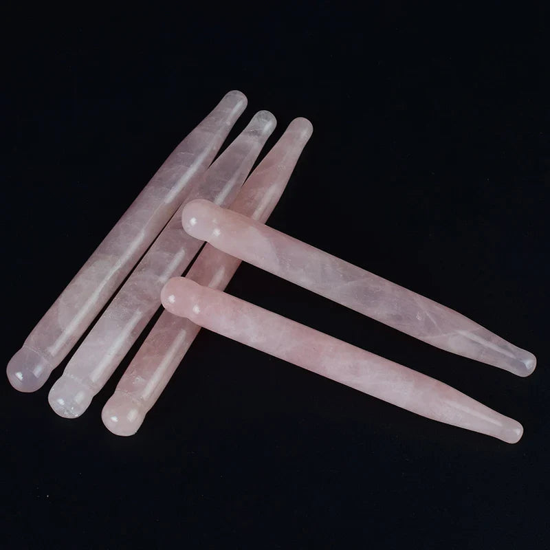 2Pcs Massage Eye Sticker Natural Rose Quartz Face Body Crystal Mineral Stone Massager Health Skin Care Gua Sha Tool Lifting Wand