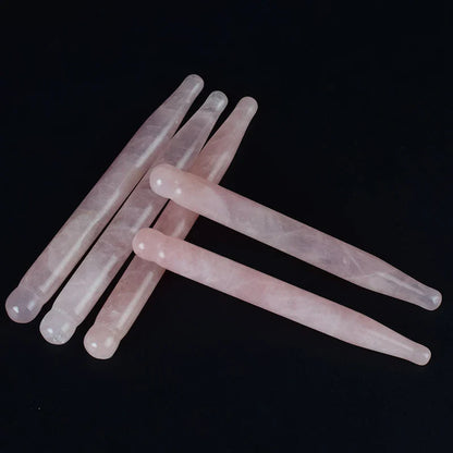 2Pcs Massage Eye Sticker Natural Rose Quartz Face Body Crystal Mineral Stone Massager Health Skin Care Gua Sha Tool Lifting Wand