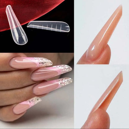 Poly Nail Gel Dual Forms Quick Building Extension Mold  Plastic Curve False Tips UV Builder Nail Art Tool