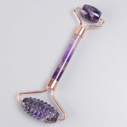 Rose Gold Sawtooth Face Roller Gua Sha Tool Massage Set Natural Jade Acupuncture Scraping Body Healing White Stone Massager Care