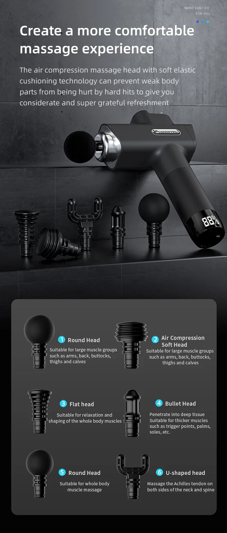 Booster M2-D Massage gun Deep Tissue Percussion Neck Back Body Massager Portable Fascia Gun Muscle Relaxation Electric Massager