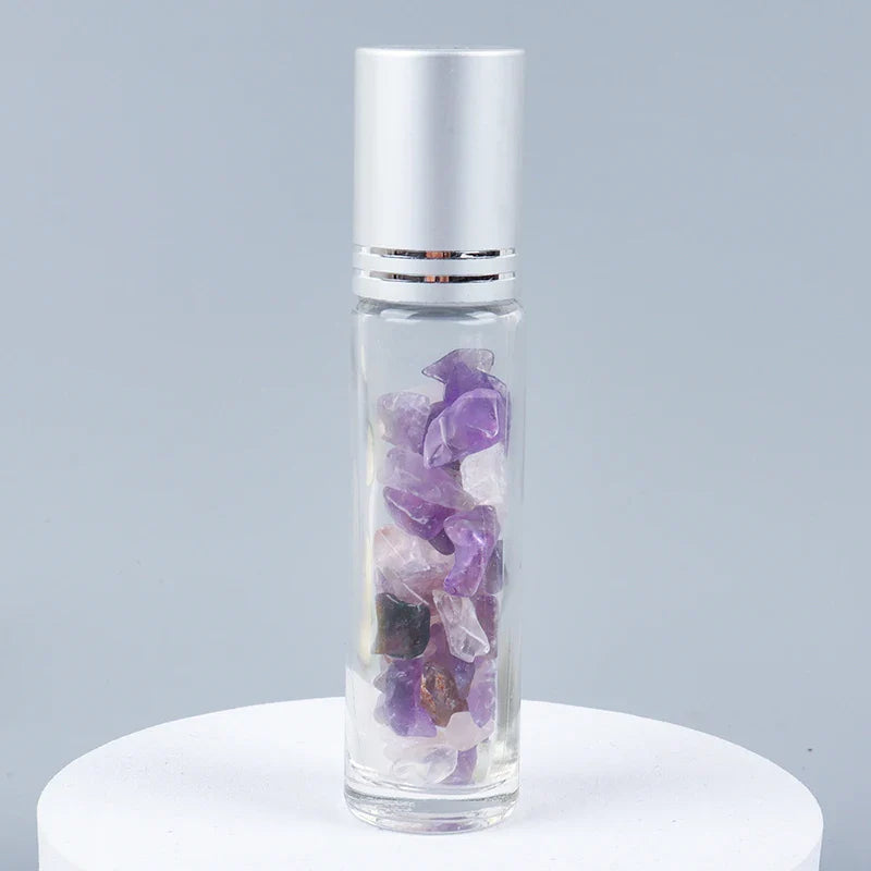 Crystal Jade Ball Roller Bottle Essential Oil Crushed Stone Natural Amethyst Healing Sphere Massage Around the Eyes Face Care